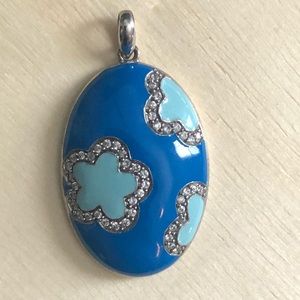 🆕 925 real silver, blue enamel and crystals pendant